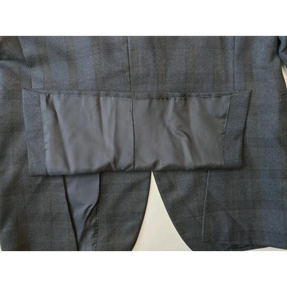 Zaharoff Mens Wool Sports Coat 42L Blue Plaid Canada 3 Button Nordstrom Blazer